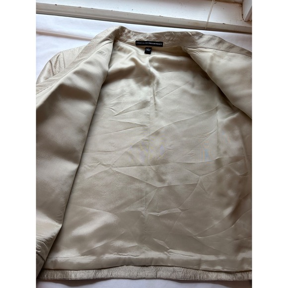 Linda Allard Ellen Tracy 100% Silk Pant Suit Champagne Gold Metallic 2pc Set 16 - Picture 9 of 16